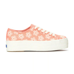 Triple Up Canvas Floral Embroidery Lace-Up
