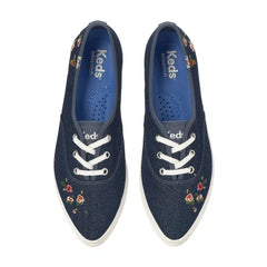 Champion Point Low Denim Ditsy Rose Embroidery Lace-Up