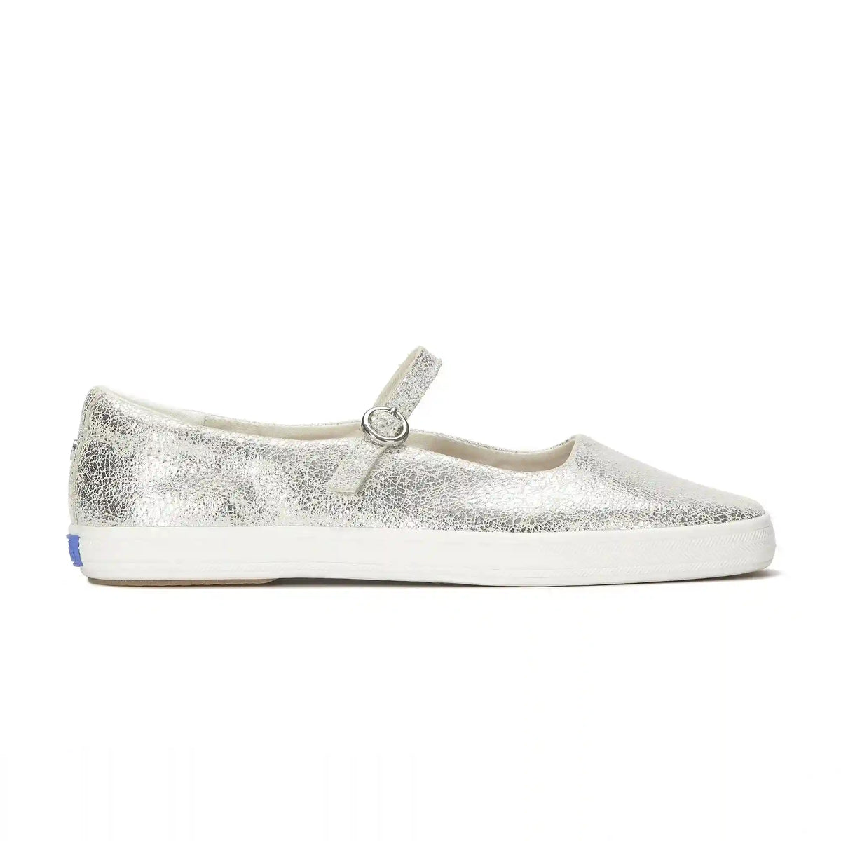 Square Toe Mary Jane Distressed Metallic Leather