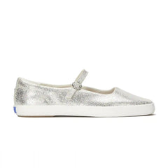 Square Toe Mary Jane Distressed Metallic Leather