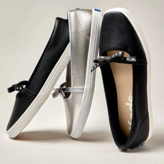 Square Toe Mini Bow Metallic Leather