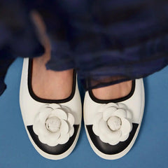 Maisie Ballet Toe Cap Leather Flower Applique