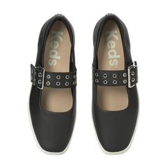 Square Toe Mary Jane Leather Grommet Buckle
