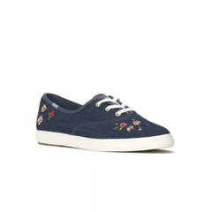 Champion Point Low Denim Ditsy Rose Embroidery Lace-Up